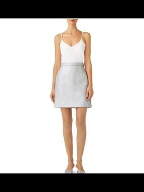 Carven Metallic Silver Mini Skirt -NWT